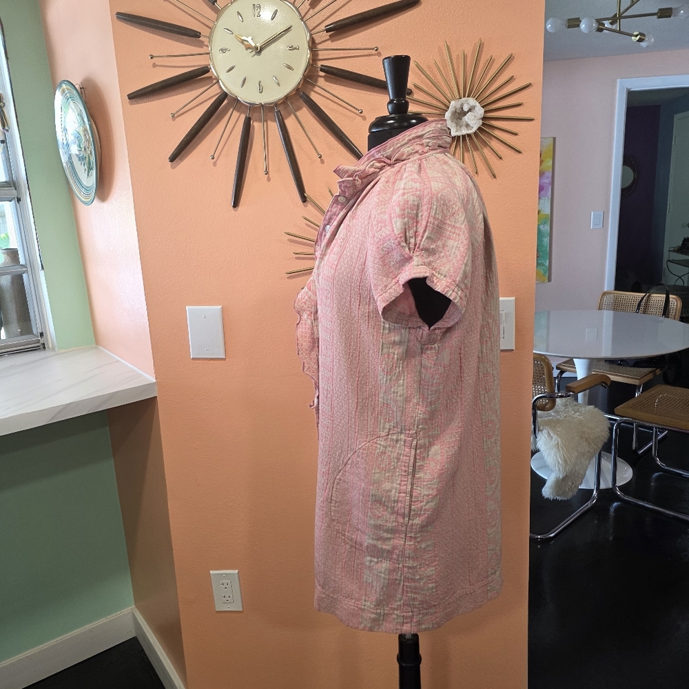Finley M Pink Short Sleeve Mini Dress Button Down Feminine Dainty Dresses - Picture 5 of 13